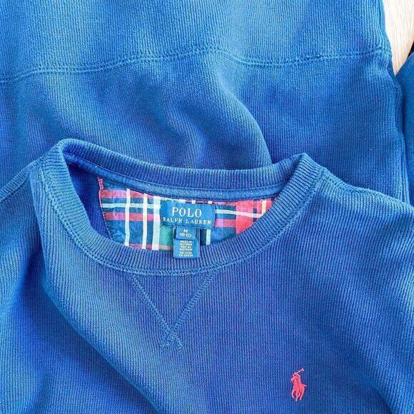 Polo Ralph Lauren Boys Blue Ribbed Crewneck Sweater, Size M - Picture 4 of 4